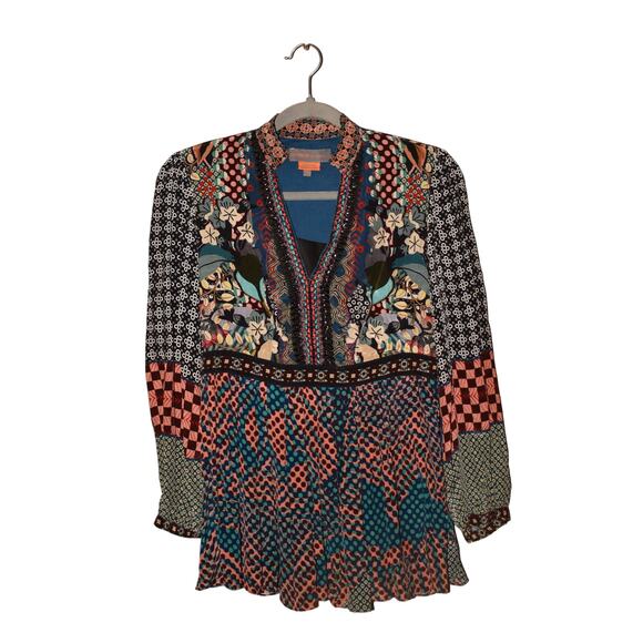 BHANUNI BY JYOTI $162  Long Sleeve V-Neck Beaded‎ Sequin Onyx Top XS - Picture 1 of 4